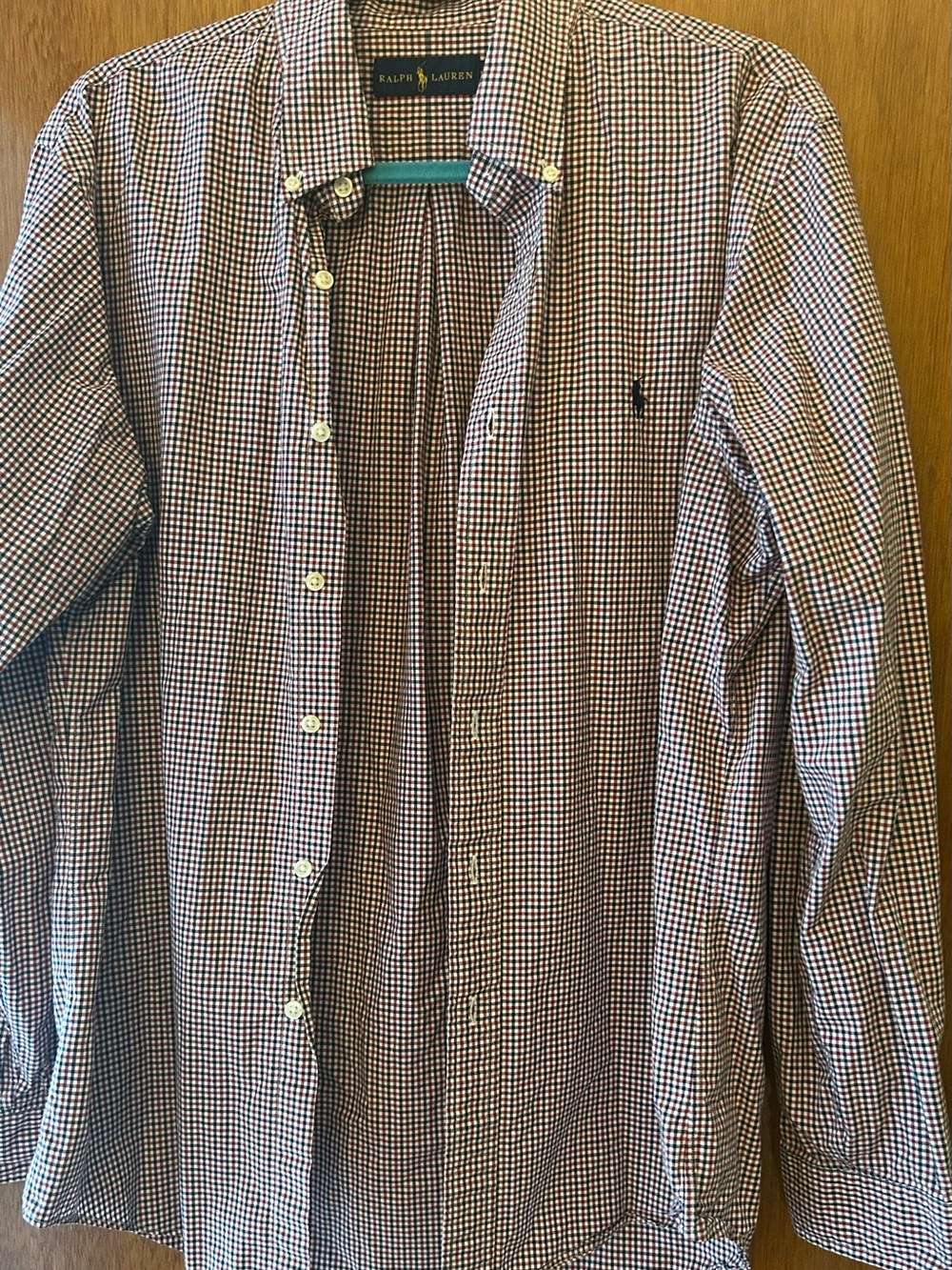 Ralph Lauren Men’s Red White Blue Tiny Check Button-Down Shirt 100% Cotton